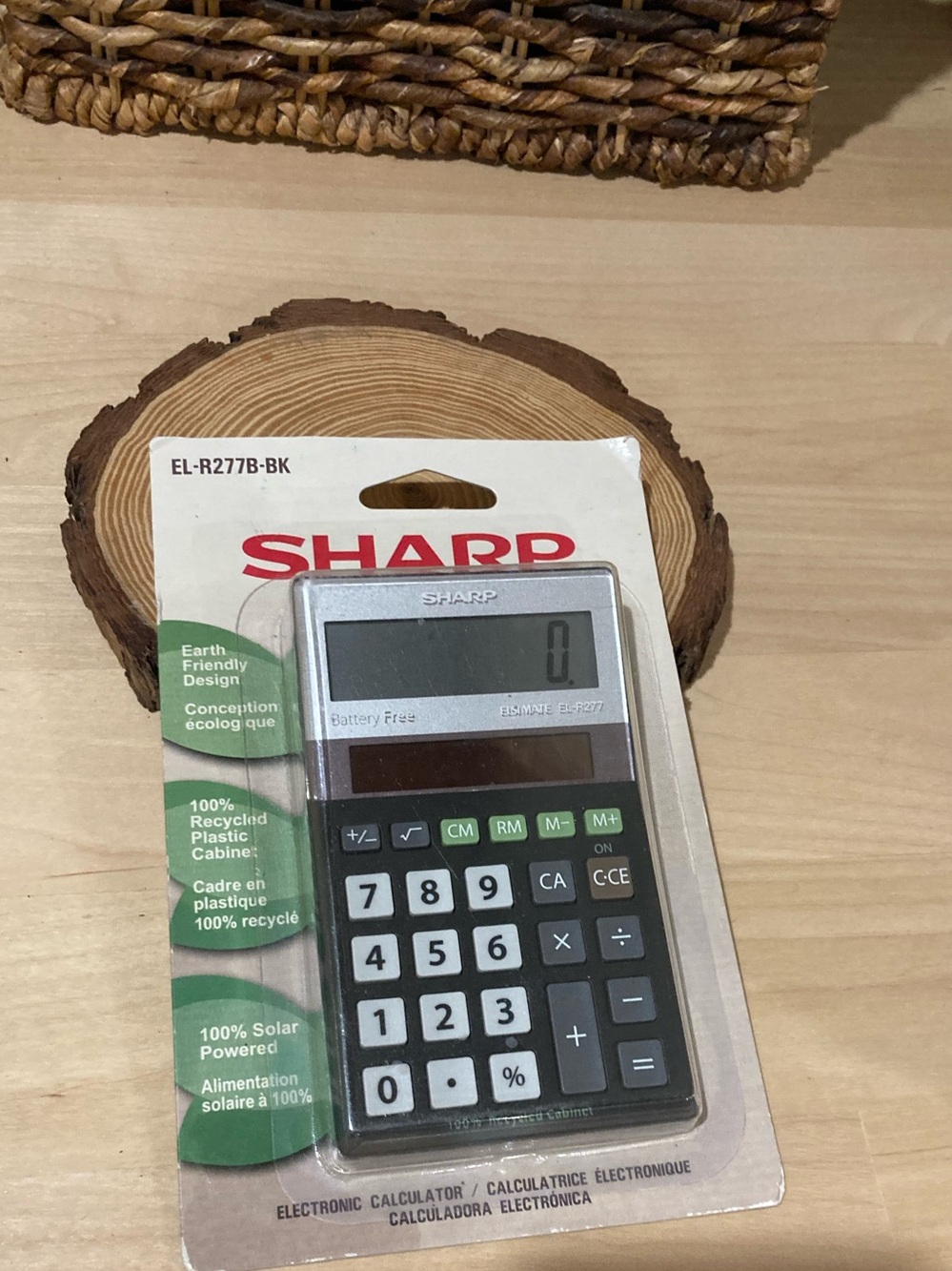 Sharp EL-R277B-BK Recycled Series Handheld Calculator, solar. **NEW In Package**